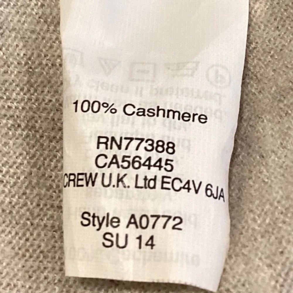 J Crew Women's Beige 100% Cashmere V-Neck Sweater, Size XS‎
